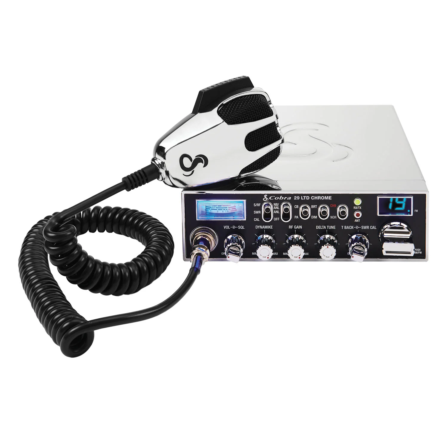 COBRA 29LTDCHR PROFESSIONAL 40 CHANNEL CB RADIO WITH BLACK FACE, CHROME HOUSING