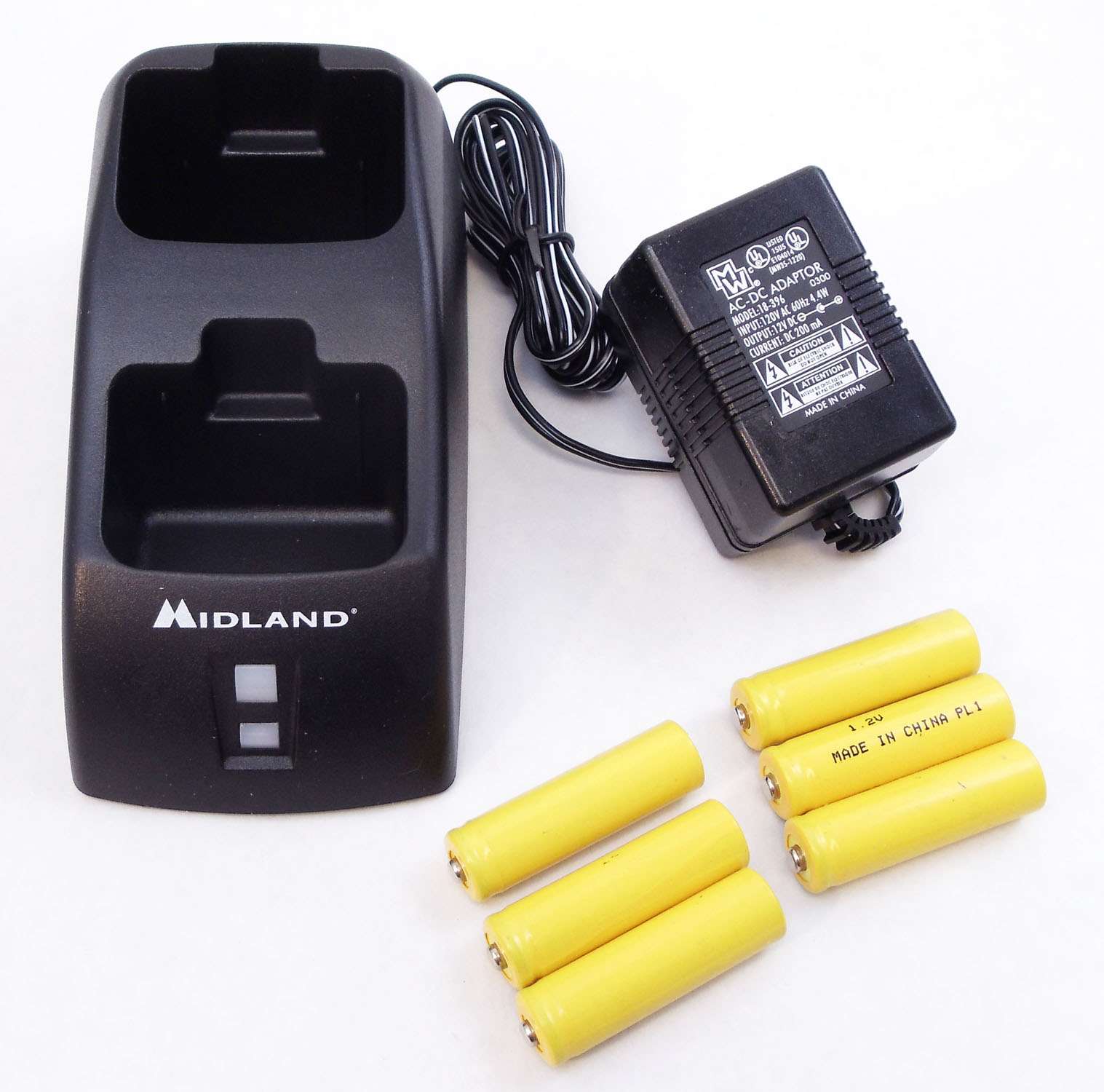 MIDLAND - DUAL CHARGING BASE, ADAPTOR & 6 "AA" 1.2 VOLT RECHARGEABLE BATTERIES FOR 75-503, 75-509, 75-511 & 75-515