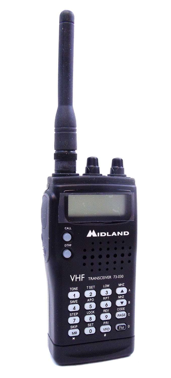 MIDLAND - PALM SIZE 2 METER VHF TRANSCEIVER, 72 MEMORY CHANNELS, 6 TYPES OF SCANNING, BUILT IN DTMF, CHANNEL OR FREQUENCY DISPLAY