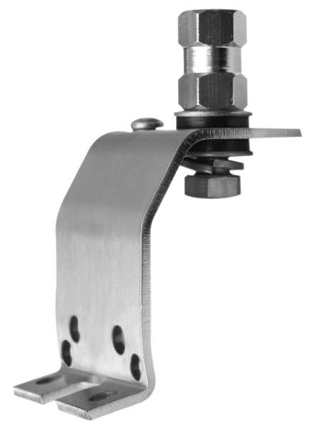 TALL STAINLESS STEEL FENDER OR UNDERHOOD ANTENNA BRACKET FOR DEEP GROOVE MOUNTING IN FULL SIZE VEHICLES