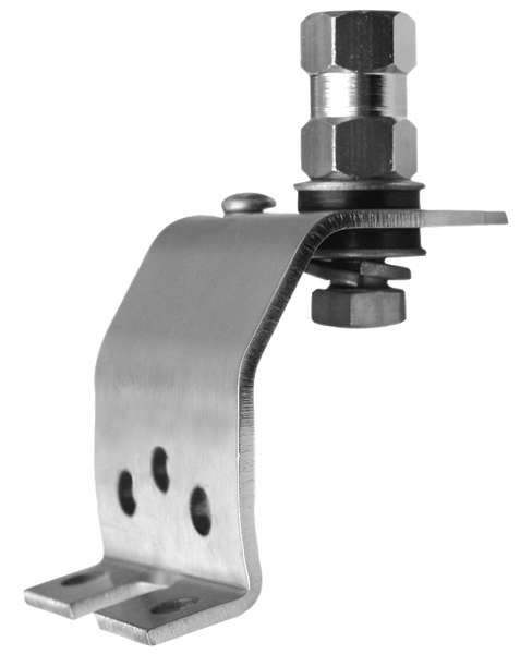 LOW PROFILE STAINLESS STEEL FENDER OR UNDERHOOD ANTENNA BRACKET FOR SHALLOW GROOVE MOUNTING IN COMPACT VEHICLES
