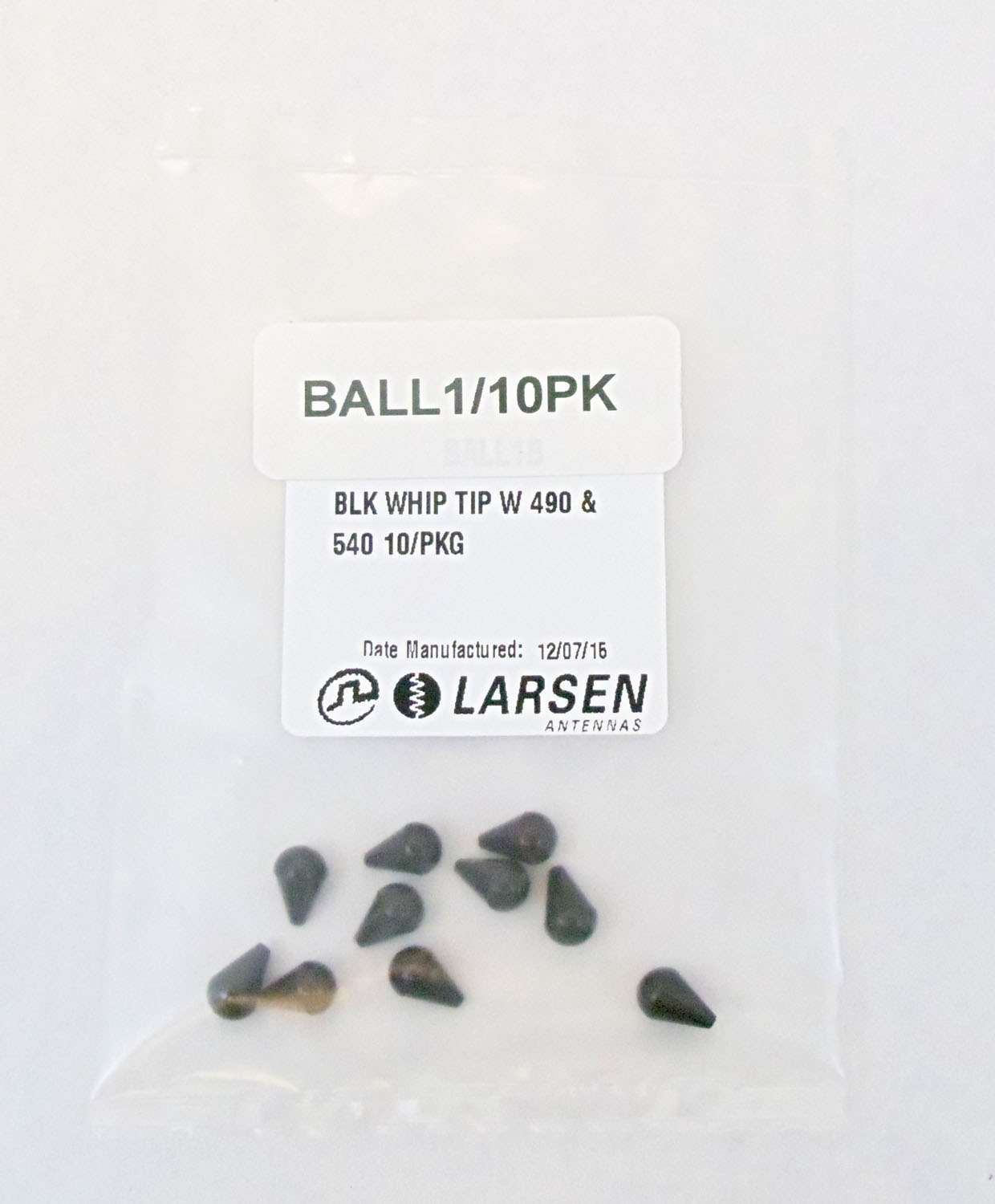 LARSEN - BLACK REPLACEMENT TIPS FOR W490 & W540 WHIPS -10 PACK