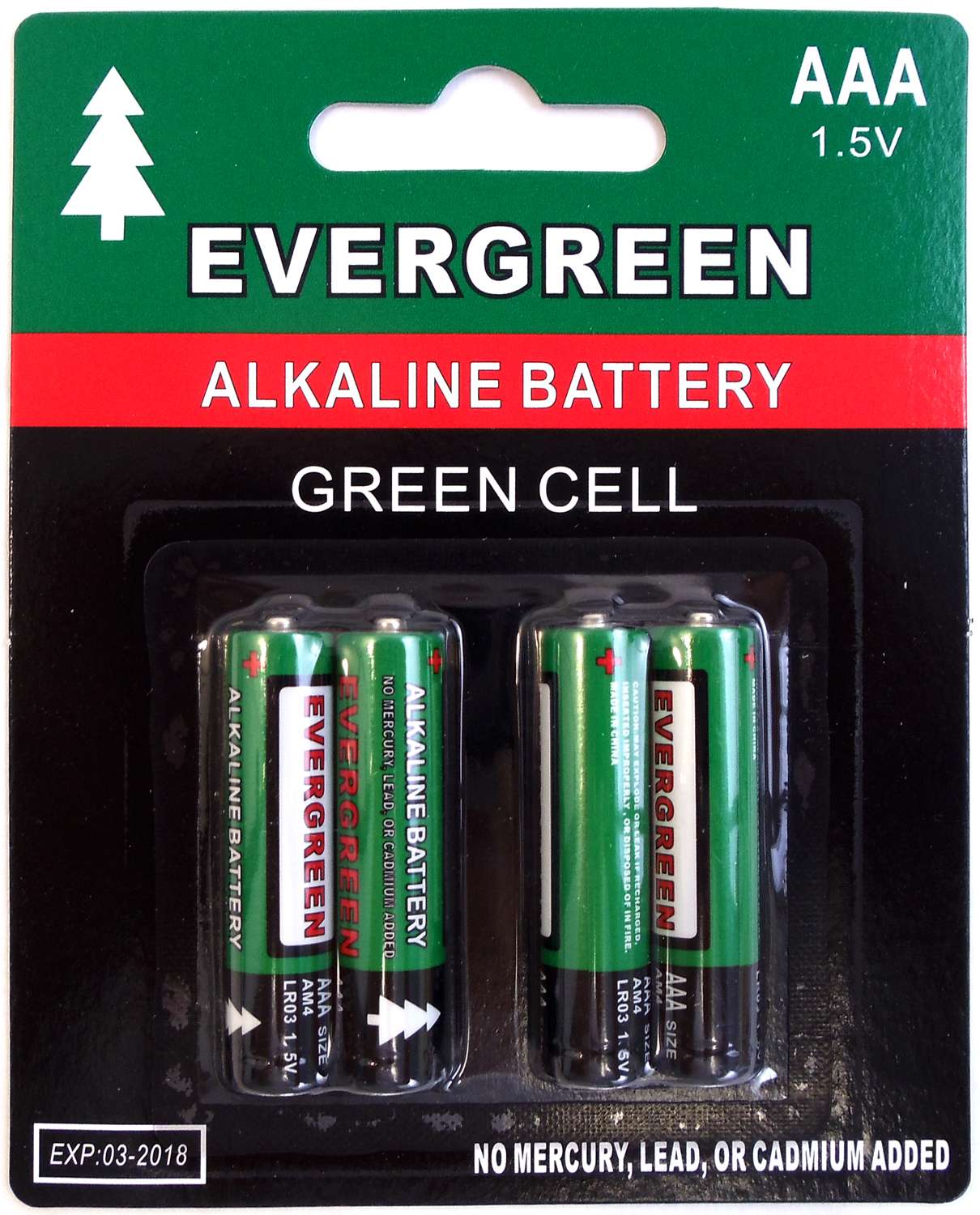 EVERGREEN - EBAAA 4 PACK AAA CELL ALKALINE BATTERY