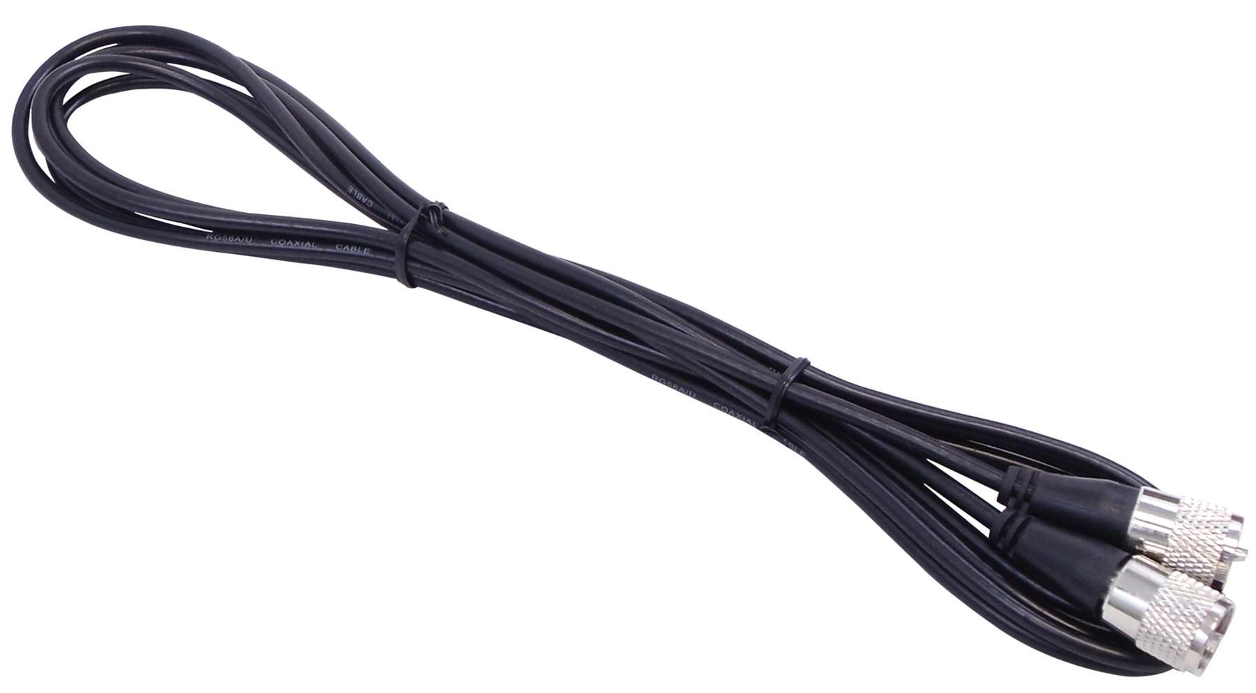 KALIBUR - 12 FOOT BLACK RG58A/U COAX CABLE ASSEMBLY WITH MOLDED PL259 CONNECTORS ON EACH END