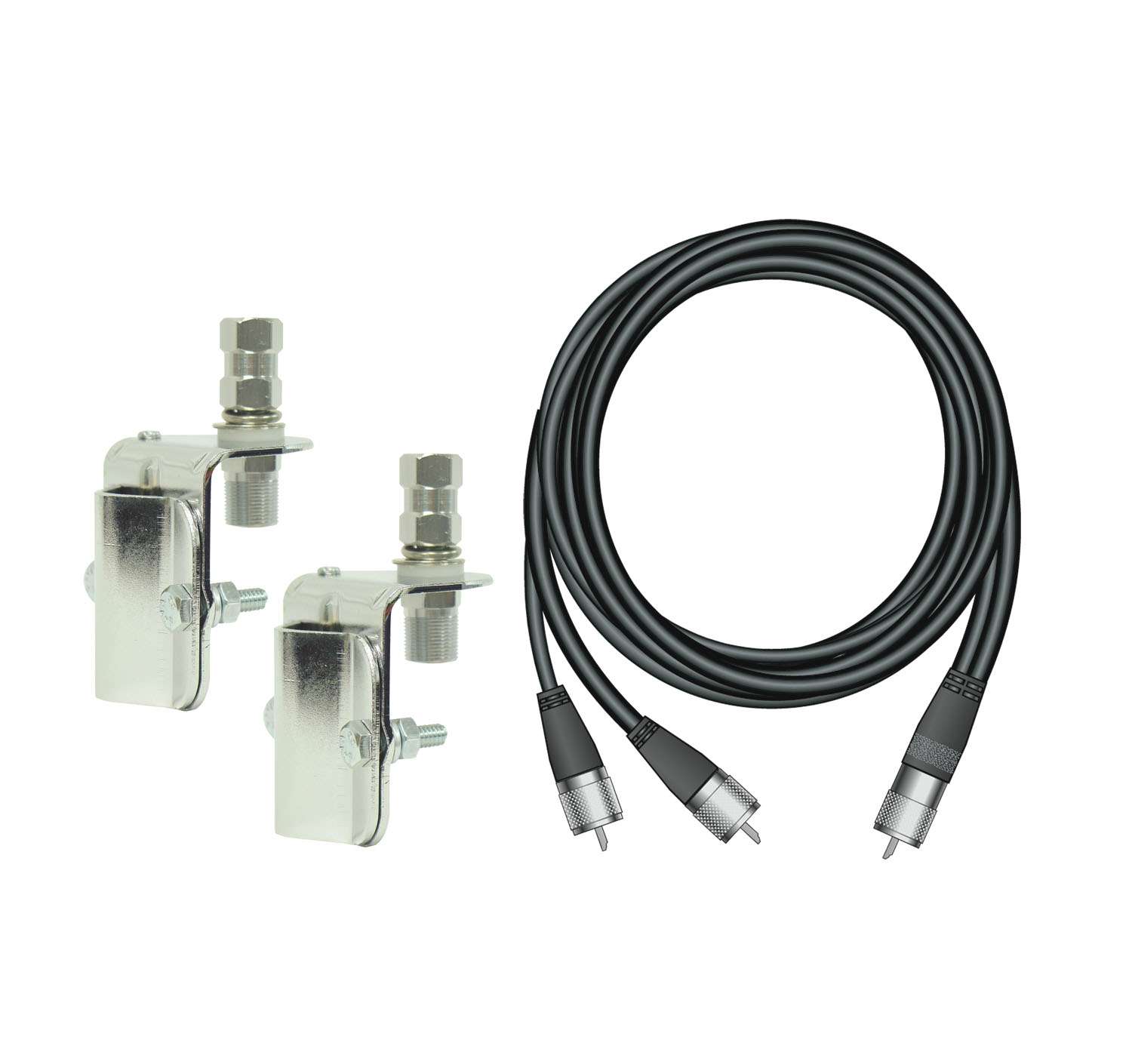 FIRESTIK - MK64A9A STAINLESS STEEL SO239 DUAL MIRROR MOUNT KIT WITH 18' COAX CABLE