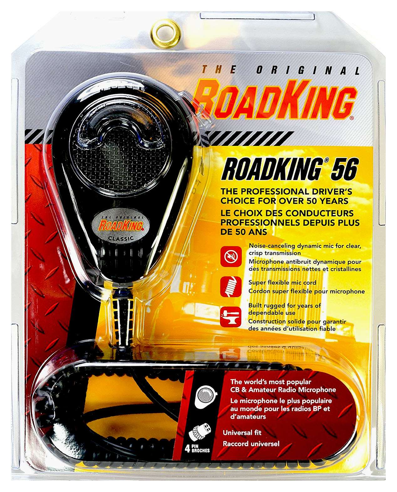 TELEX - RK564P ROADKING - PROFESSIONAL NOISE CANCELLING DYNAMIC MICROPHONE WITH DURABLE BLACK HOUSING & BLACK COILED CORD WITH 4 PIN CONNECTOR