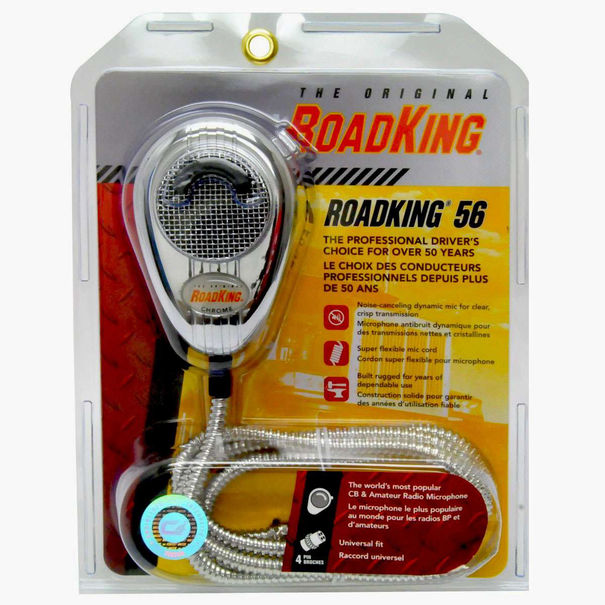 TELEX - RK56CHSS ROADKING - PROFESSIONAL NOISE CANCELLING DYNAMIC CHROME MICROPHONE WITH DURABLE CHROME STRAIGHT CORD & 4 PIN CONNECTOR
