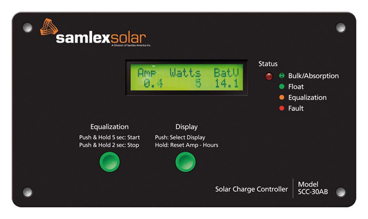 SAMLEX - SCC30AB FLUSH MOUNT 4 STAGE SOLAR CHARGE CONTROLLER
