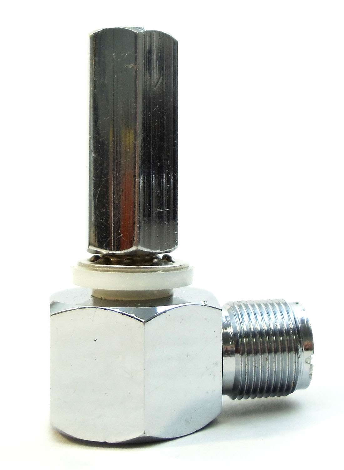 Heavy duty SO239 right angle 3/8? x 24? thread stud mount