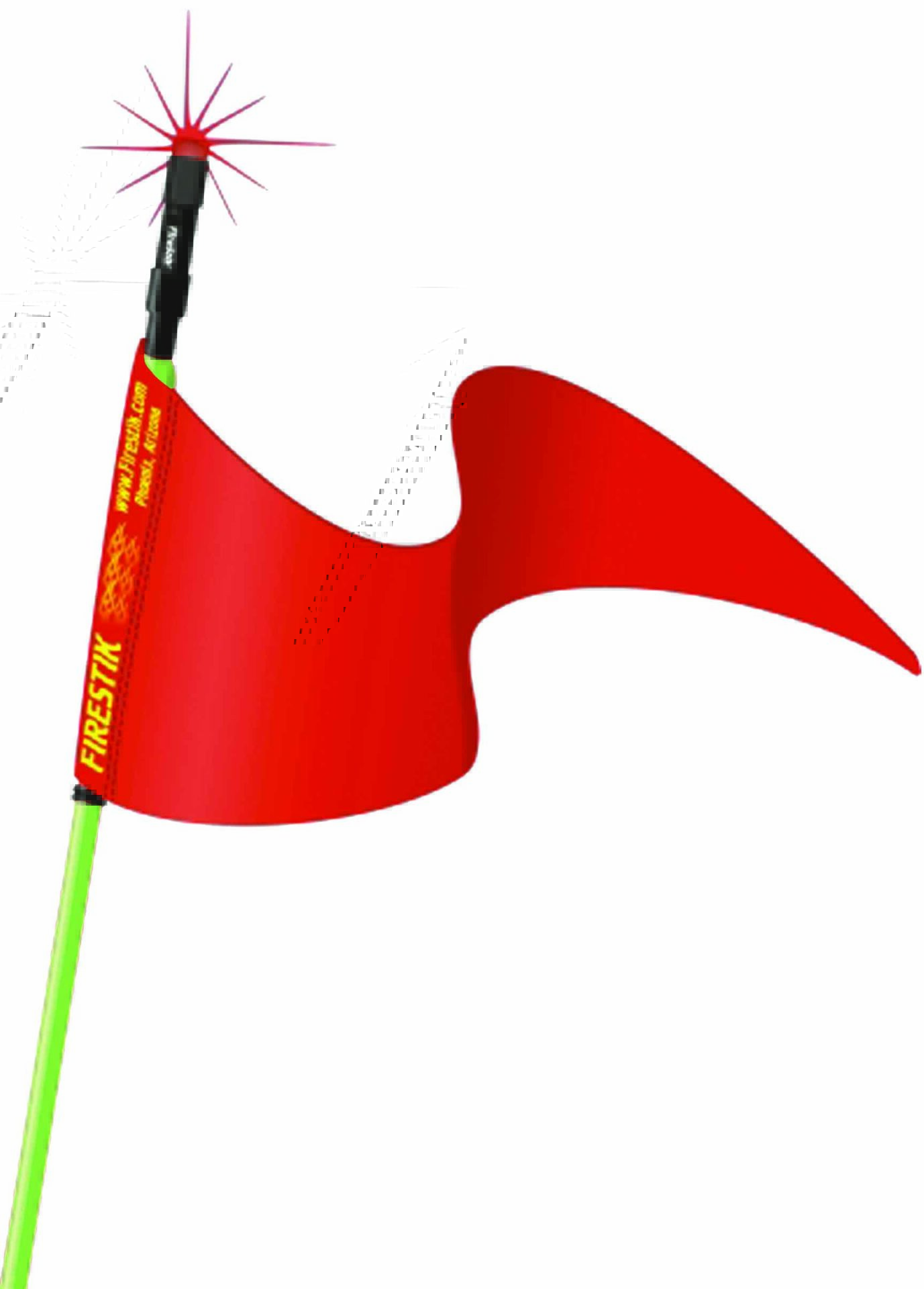 FIRESTIK - SR3-G 3' GREEN STROBE READY STIK WITH 3/8"X24 THREADED BASE & SAFETY FLAG