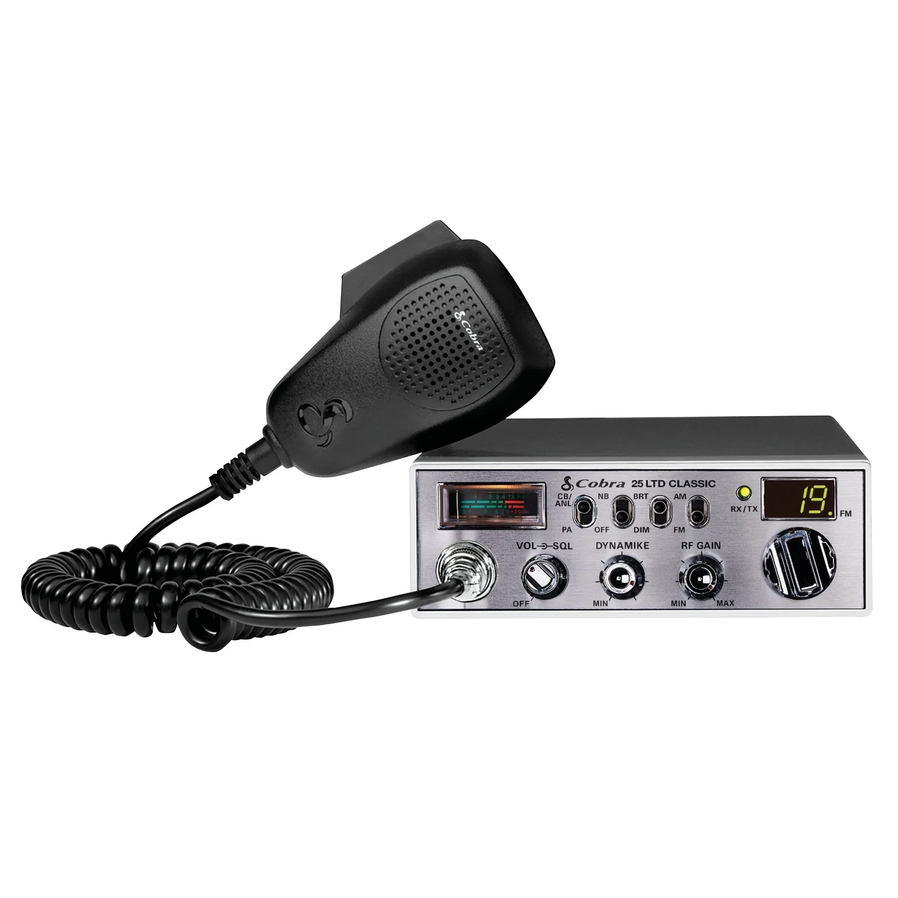 COBRA - C25LTDFM COMPACT AM/FM PROFESSIONAL CB RADIO WITH PA, RF & MIC GAIN