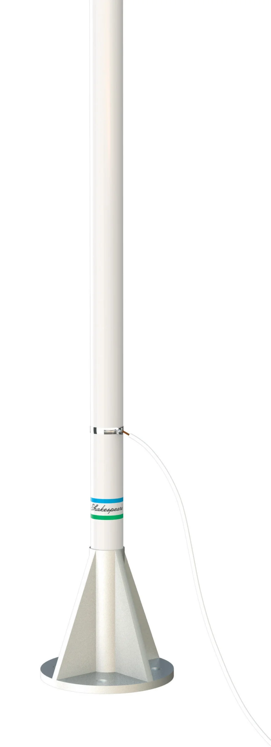 SHAKESPEARE - 23 FOOT 1,000 WATT - 2 SECTION SSB MARINE ANTENNA WITH SELF SUPPORTING ANODIZED ALUMINUM BASE FLANGE
