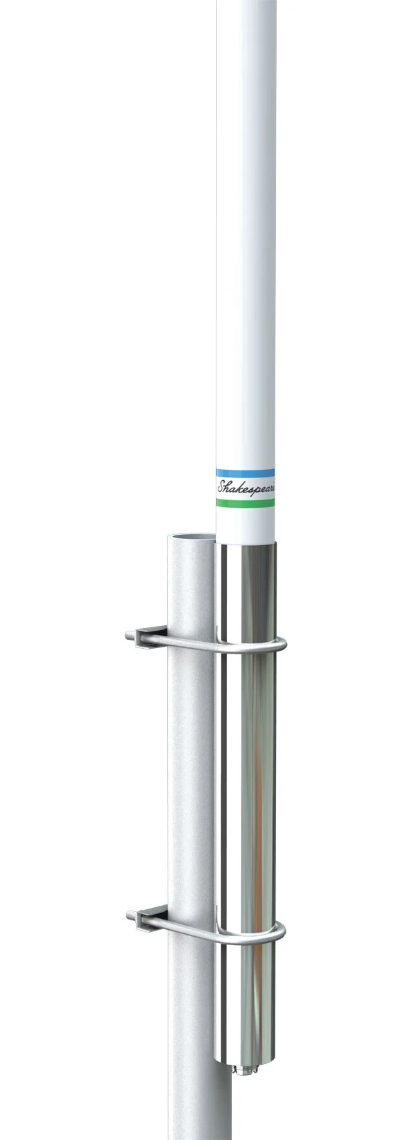 SHAKESPEARE -  9'- 6" TALL, 6DB GAIN TWO SECTION VHF MAST MOUNT MARINE ANTENNA WITH 15' RG58 COAX CABLE & PL259 CONNECTOR