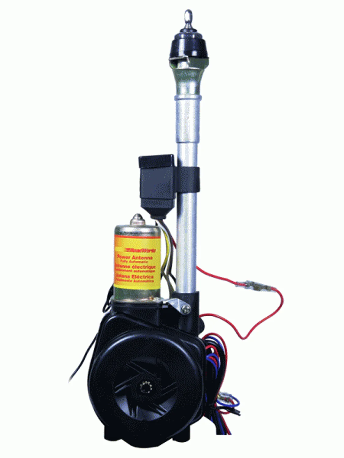 METRA - 31" - 4 SECTION FULLY AUTOMATIC AM/FM POWER ANTENNA WITH 1" CUSTOM MOUNTING BASES & 55" COAX CABLE. REQUIRES 11-1/2" FENDER CLEARANCE