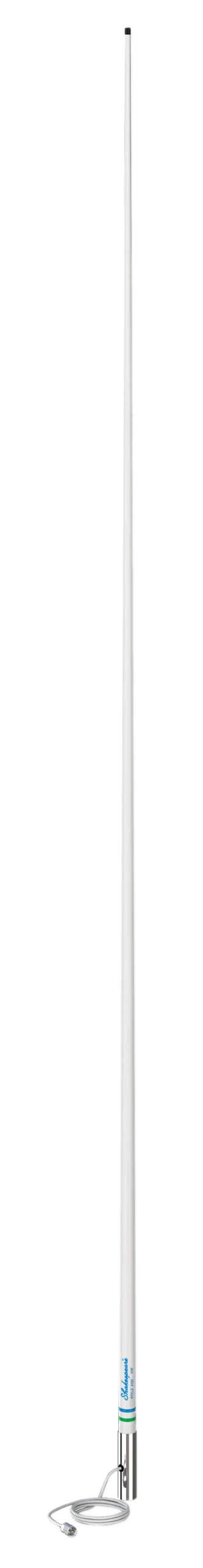 SHAKESPEARE - 5102 8 FOOT TALL 50 WATT VERTICAL,  6DB GAIN VHF MARINE ANTENNA WITH 15' RG58 COAX CABLE & PL259 CONNECTOR