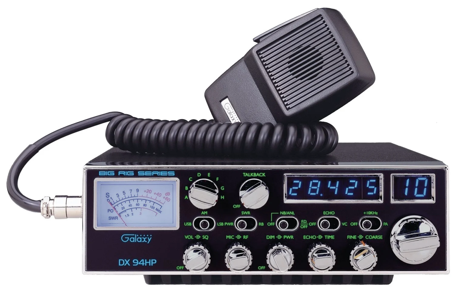 GALAXY DX94HP 100 WATT AM/USB/LSB 10 METER RADIO WITH ECHO, ROGER BEEP