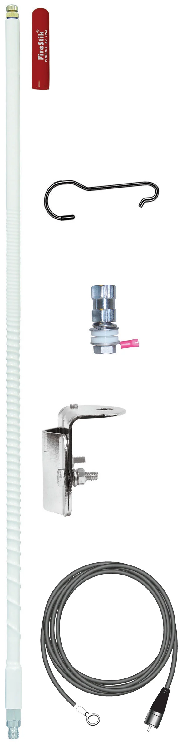 FIRESTIK - FG4648-W  4 FOOT NO GROUND PLANE CB SINGLE MIRROR MOUNT ANTENNA KIT IN WHITE