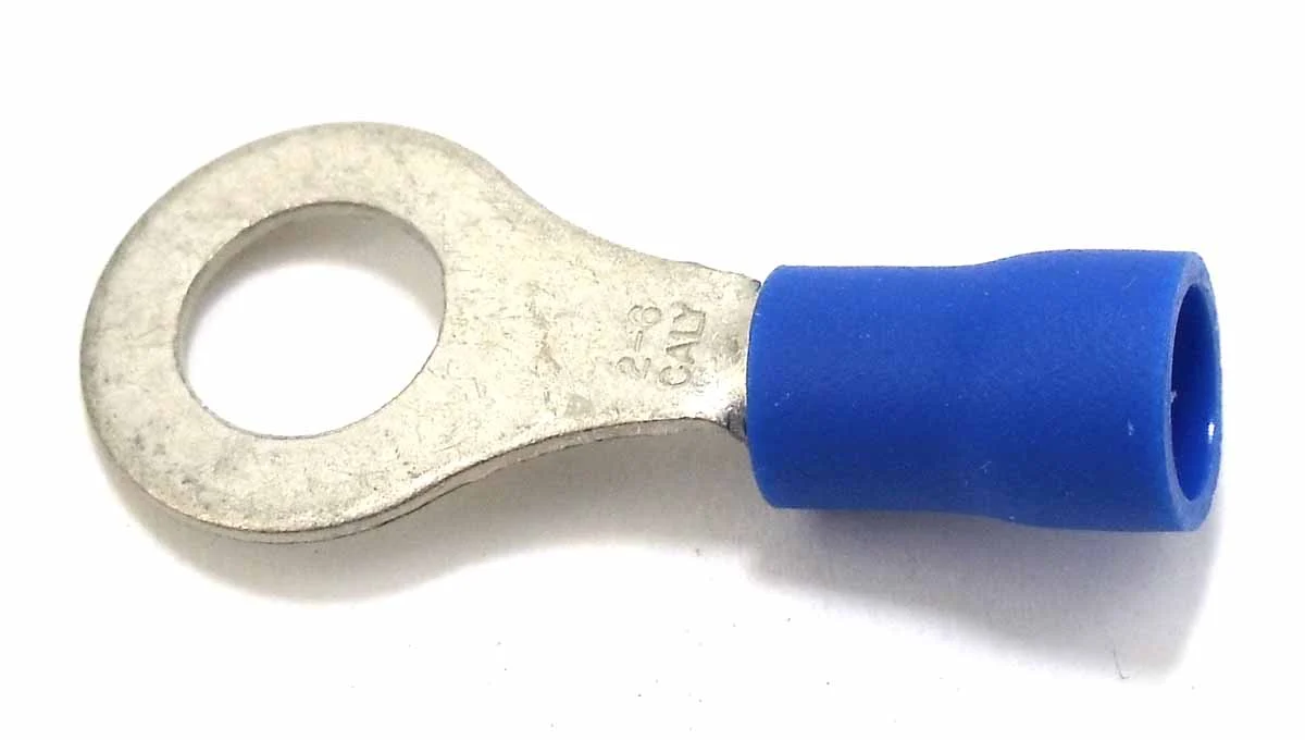 1/4" RING TERMINAL FOR 14-16 GAUGE (100/PK) BLUE