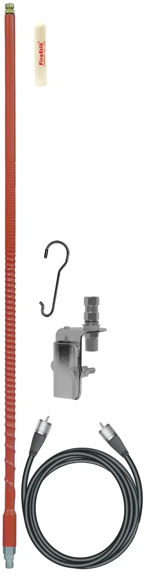FIRESTIK - FS-SMK 4 FOOT 900 WATT TWIST-TO-TUNE SERIES FIBERGLASS SINGLE MIRROR MOUNT CB ANTENNA KIT IN RED