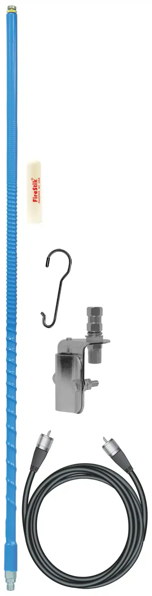 FIRESTIK - FS-SMK 4 FOOT 900 WATT TWIST-TO-TUNE SERIES FIBERGLASS SINGLE MIRROR MOUNT CB ANTENNA KIT IN BLUE