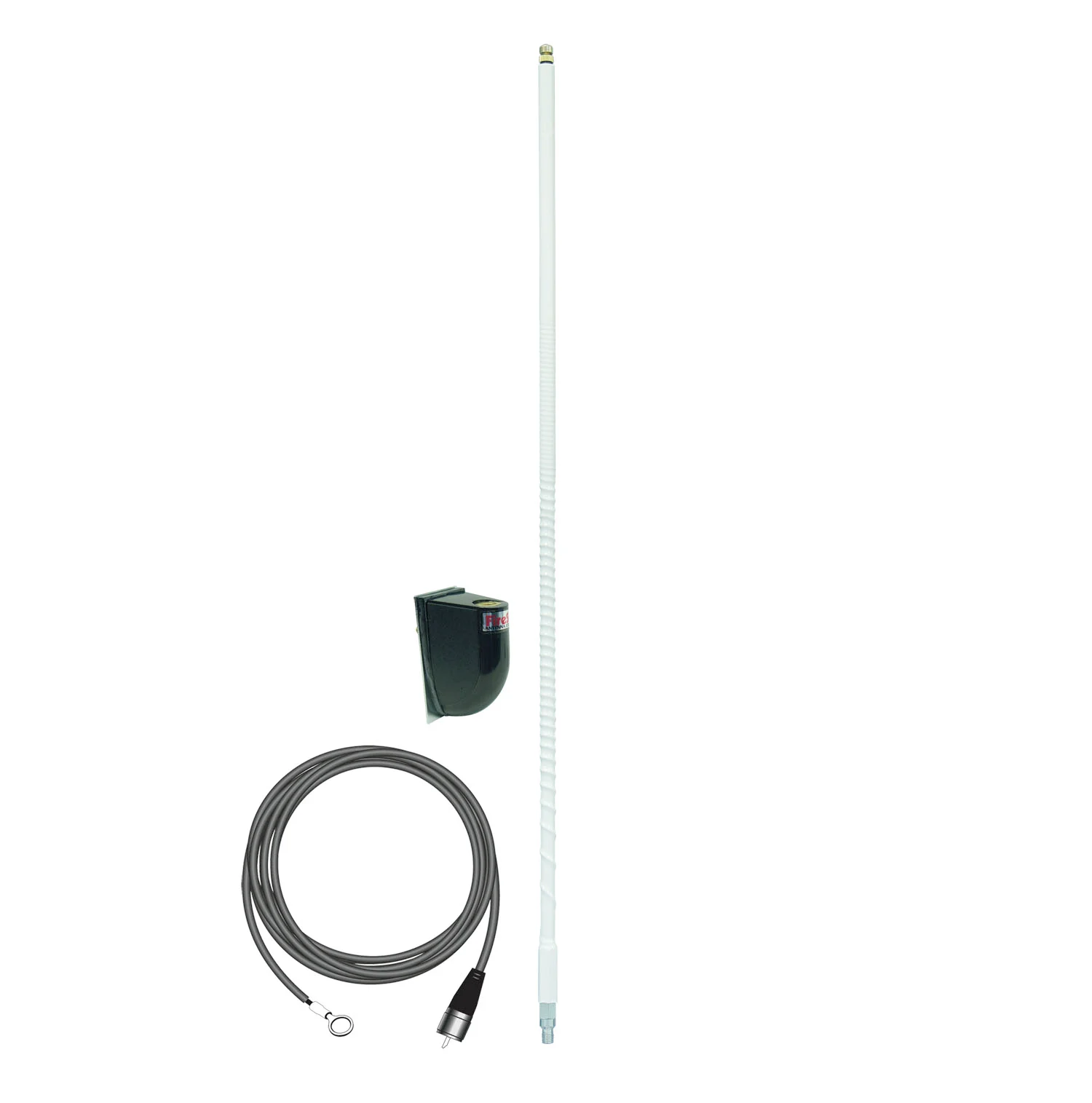 FIRESTIK - LG4M2-W  TUNEABLE 4 FOOT 100 WATT SIDE MOUNT CB ANTENNA KIT WITH 17' NO-GROUND COAX CABLE IN WHITE