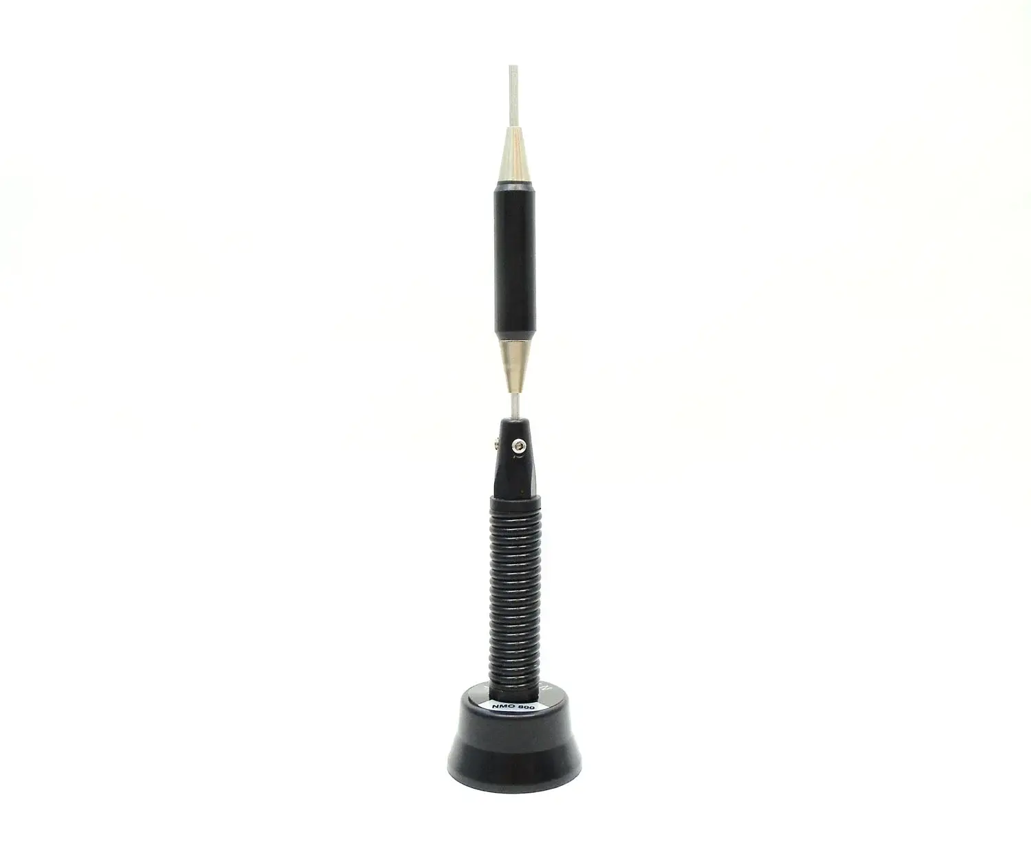 LARSEN - 806-866 MHZ 4.5 DB GAIN ANTENNA WITH BLACK SPRING BASE & .100 DIAMETER CHROME ENCLOSED COIL WHIP
