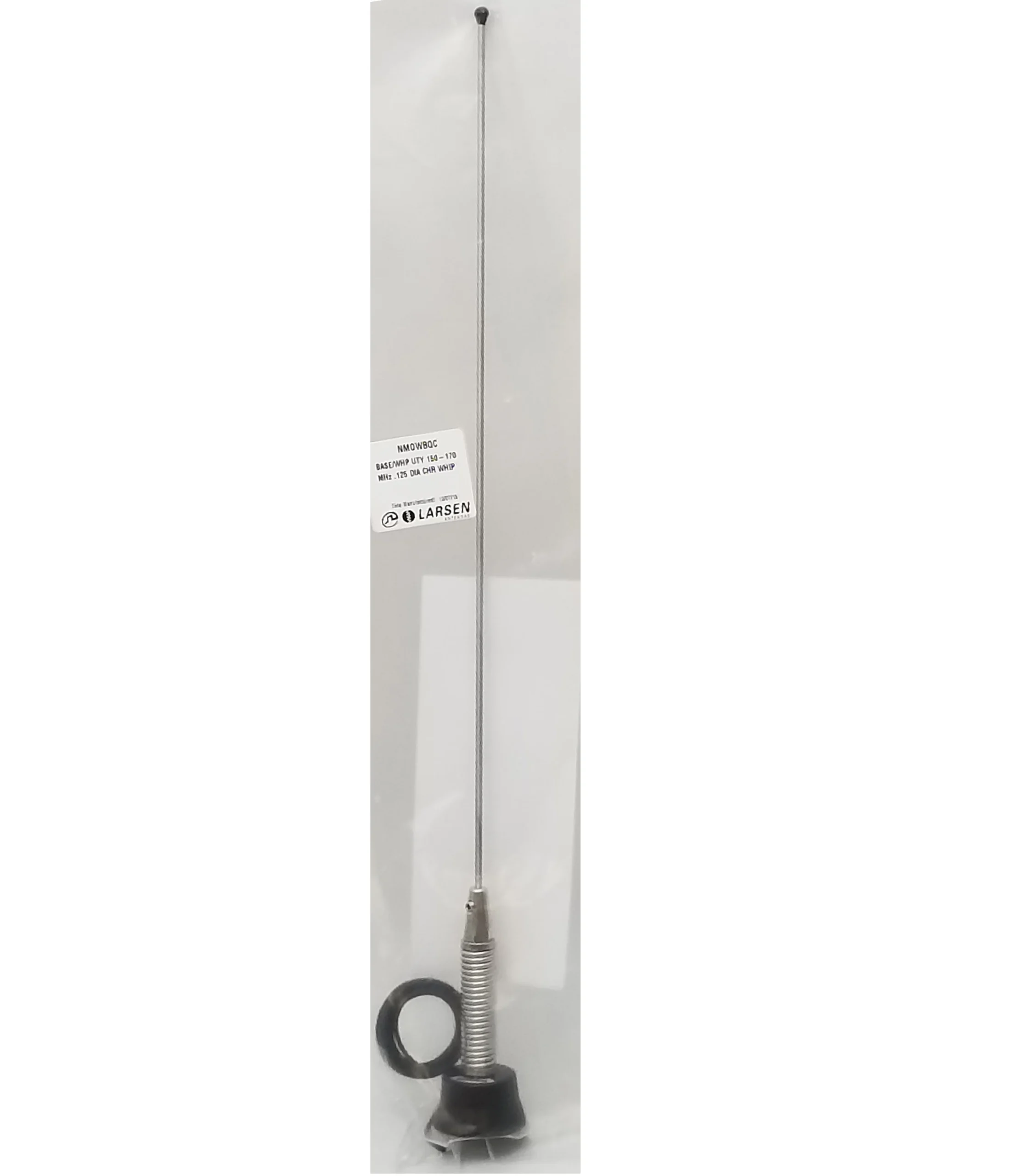 LARSEN - NMOWBC 150-170 MHz .125 DIAMITER CHROME WHIP WITH BLACK BASE