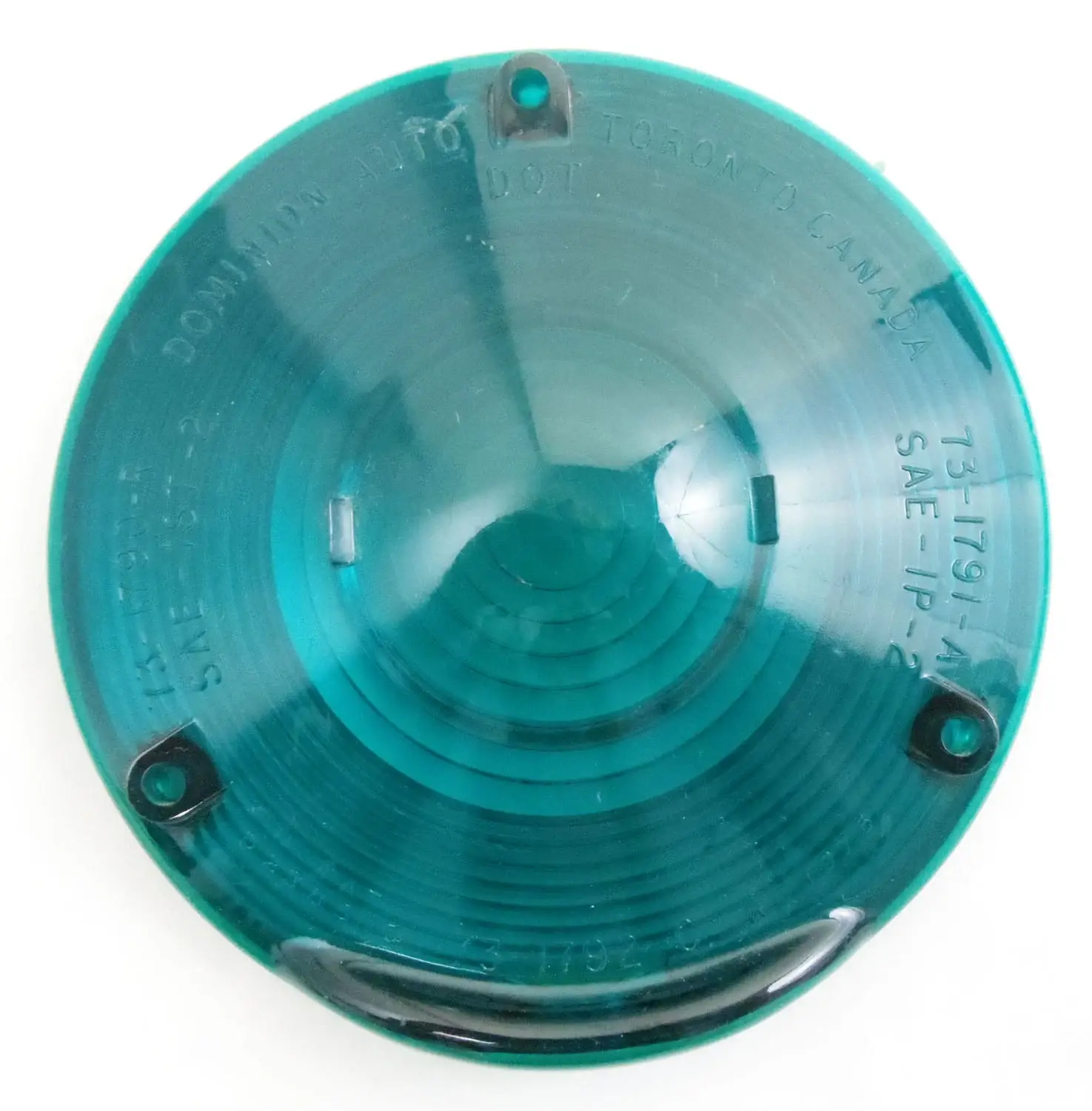 GREEN 4" ROUND REPLACEMENT LENS COVER  73-1791-A, 73-1792-CSAE-1ST-2 MADE BY DOMINION AUTO, TORONTO CANADA