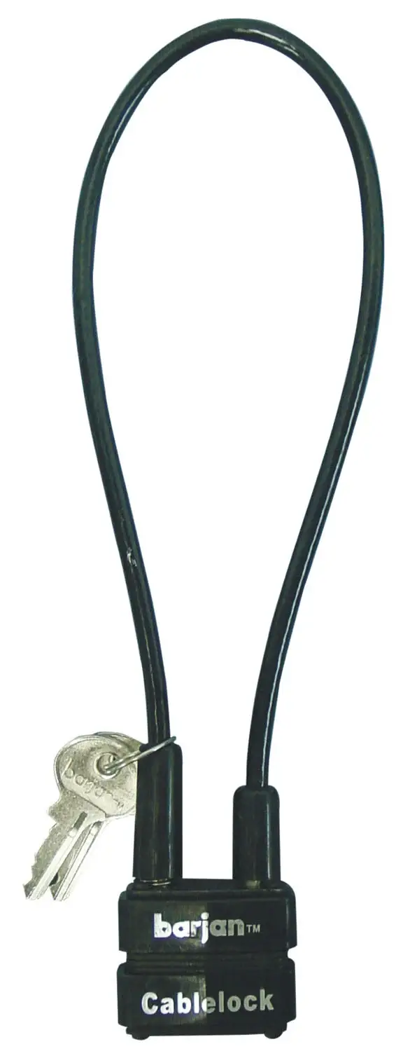 BARJAN - HEAVY DUTY LAMINATED 30 MM CABLE LOCK WITH 7" BLACK COATED SHANK. COMES WITH 2 KEYS