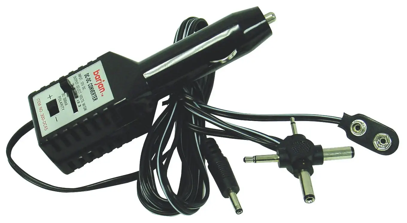 BARJAN- 12 VOLT 300 MAH UNIVERSAL DC TO DC ADAPTOR WITH SELECTABLE VOLTAGE (3.0, 4.5. 6.0, 7.5. 9.0, & 12.0)  & POSITIVE/NEGATIVE SWITCH