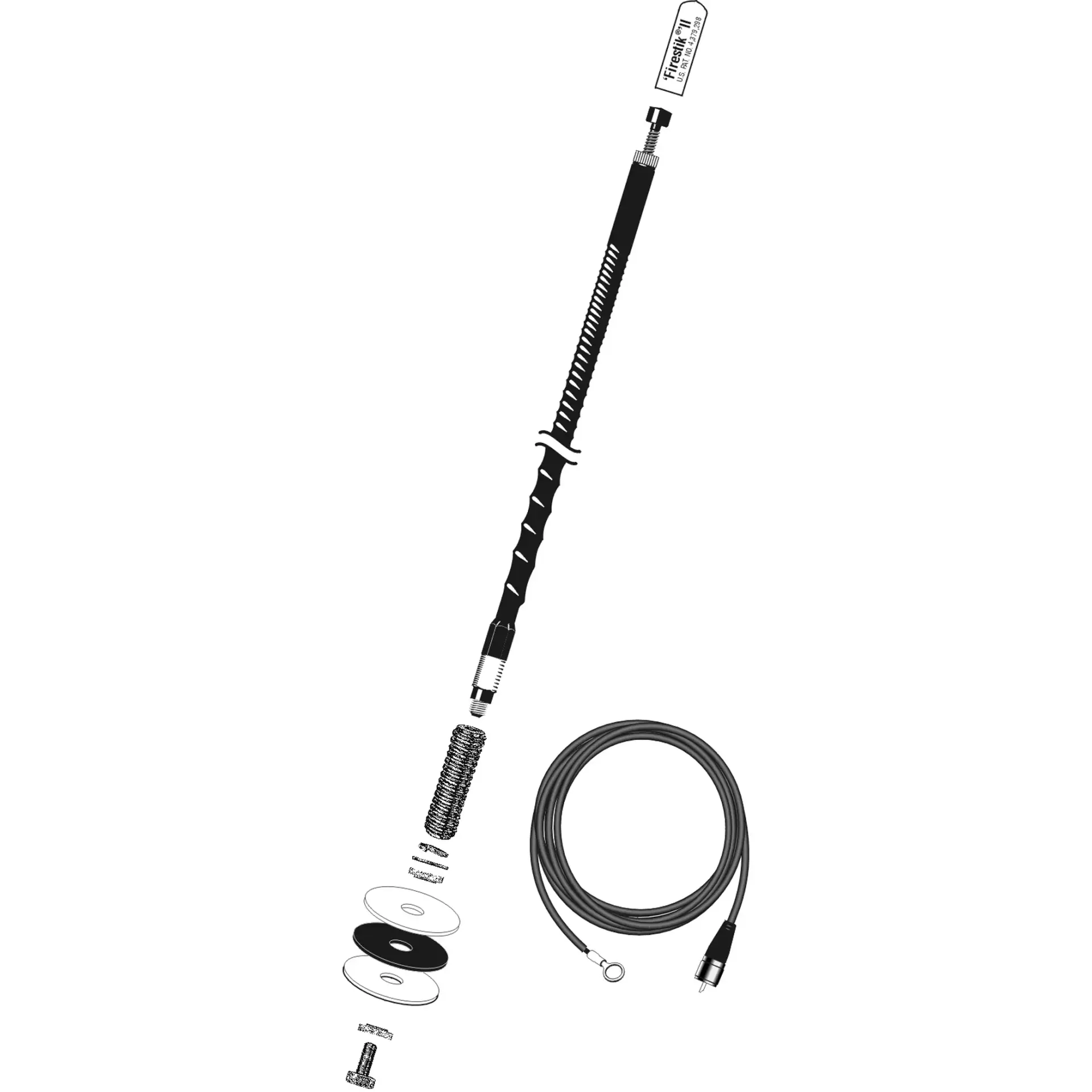Firestik FG2DD 2 Foot No Ground Roof Mount CB Antenna Kit with 17' NGP Coax