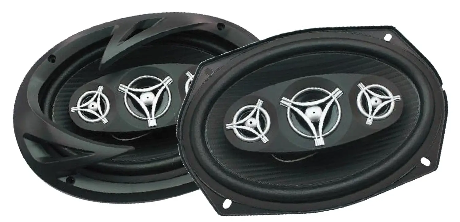 POWER ACOUSTIK - EF694 6"X9" 4-WAY 800 WATT, 4 OHM COAXIAL SPEAKER PAIR WITH CARBON FIBER INJECTED POLYPROPYLENE CONE, 2" BALANCED DOME MIDRANGE, 1.25" BALANCED DOME TWEETERS, 1" VOICE COIL ON ALUMINUM FORMER & CUSTOM GRILLS